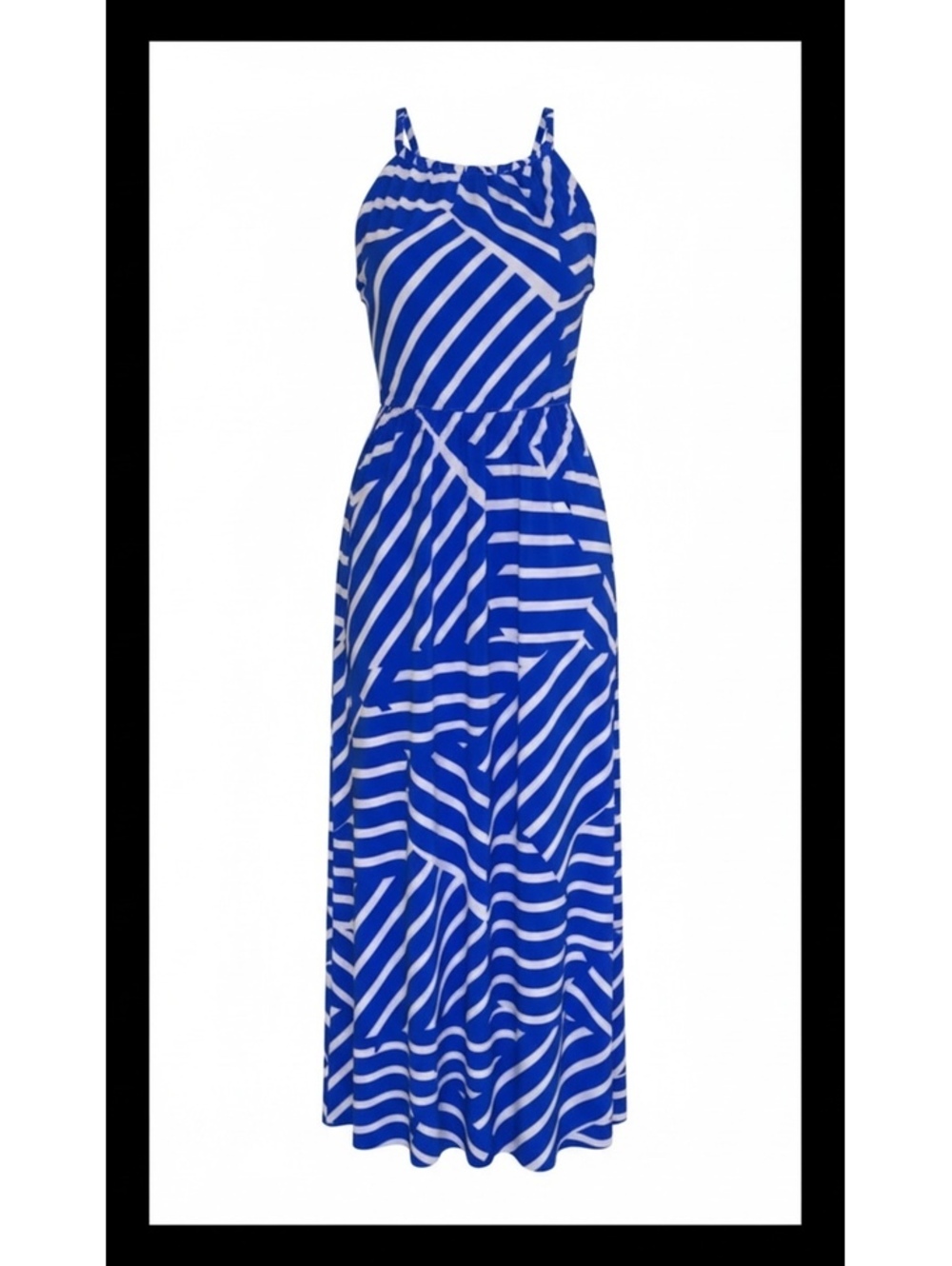 Lane Bryant 18/20 Blue White Striped Halter Maxi Dress